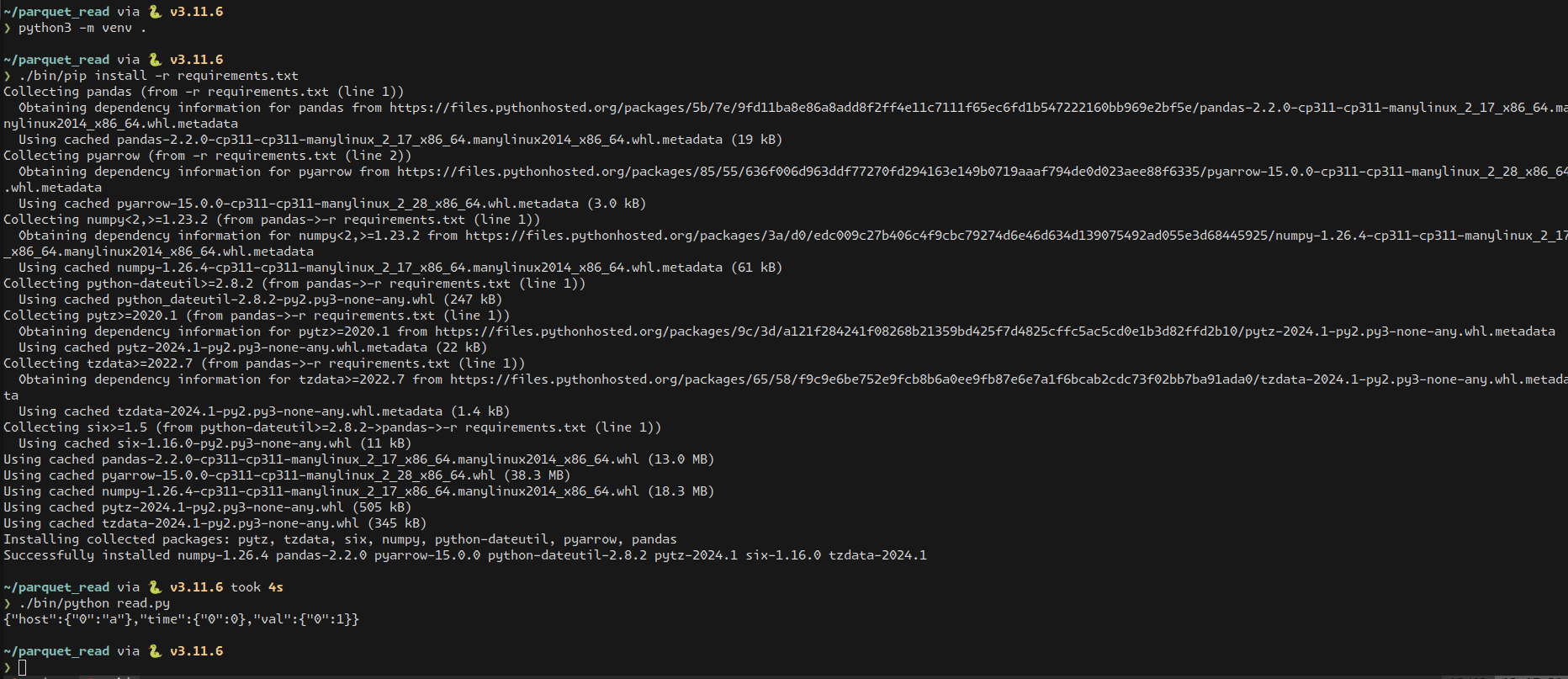 Setting up a Python venv